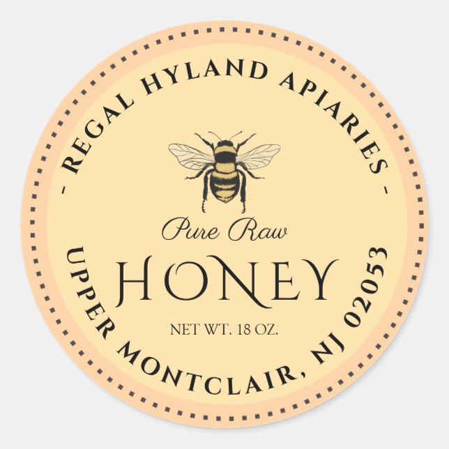 Vintage Beekeeping & Honeybee Farm Business Classic Round Sticker (Front)