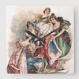 Vintage Beer Advertisement Poster Square Wall Clock