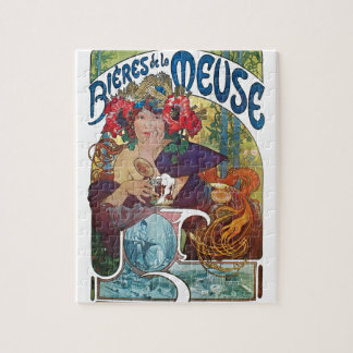 Vintage Beer Art Nouveau Alphonse Mucha Art Jigsaw Puzzle