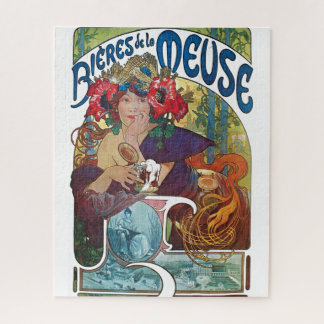 Vintage Beer Art Nouveau Alphonse Mucha Art Jigsaw Puzzle