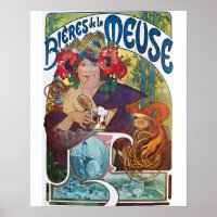 Vintage Beer Art Nouveau Alphonse Mucha