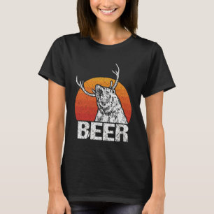 Vintage Beer Bear Mix Deer Drinking T-Shirt