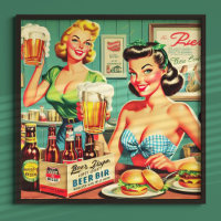 Vintage Beer Girls Illustration