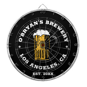 Vintage beer glass custom name est date text black dartboard