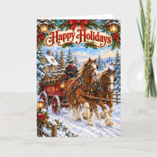 Vintage Beer Wagon Christmas Card