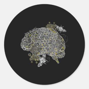 Vintage Bees Anatomical Brain Neuro Nurse Mental H Classic Round Sticker
