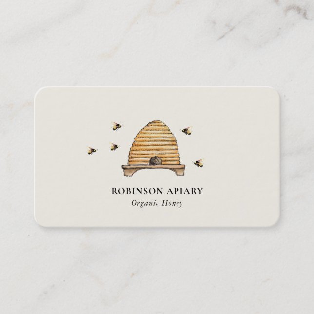 Vintage bees & Bee Hive Apiary Business Card (Front)