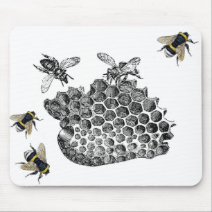 Vintage Bees Mouse Mat