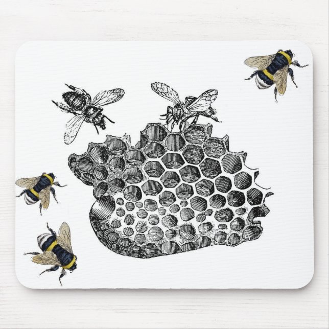 Vintage Bees Mouse Mat (Front)