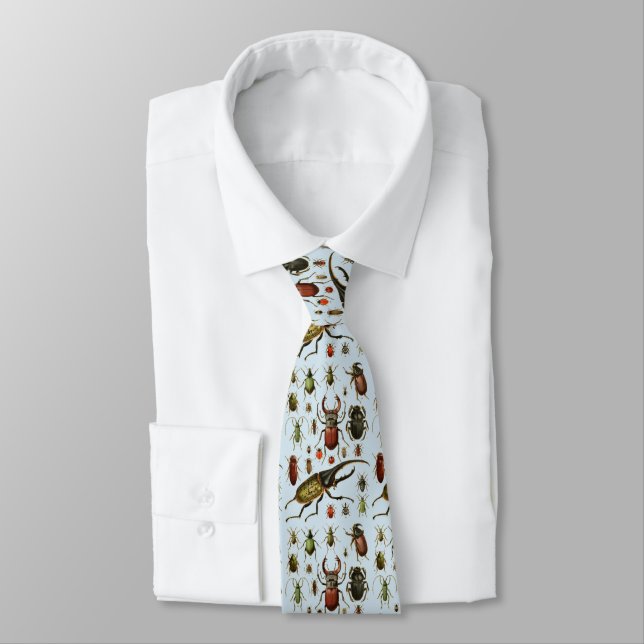 Vintage Beetle Insect Entomology Pale Blue Tie (Tied)