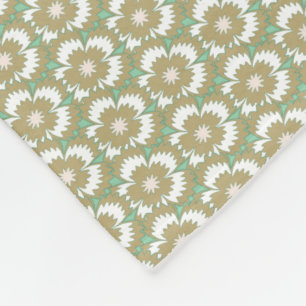 Vintage beige and green floral Dianthus Barbatus Fleece Blanket