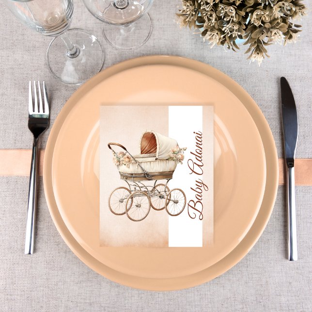 Vintage Beige Baby Carriage Plate Decoration (Creator Uploaded)
