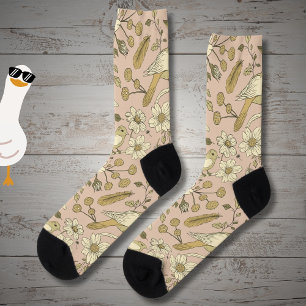 Vintage beige bird and botany socks
