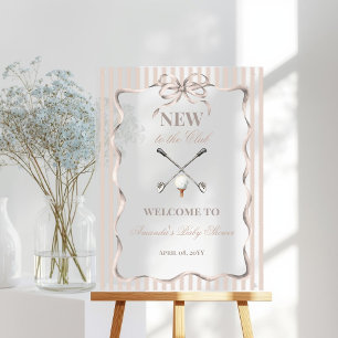 Vintage Beige Bow Gender Neutral Golf Baby Shower Acrylic Sign