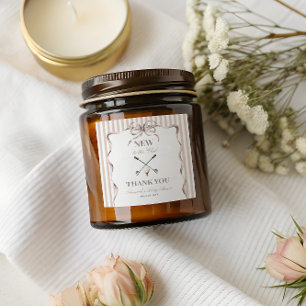 Vintage Beige Bow Gender Neutral Golf Baby Shower Square Sticker