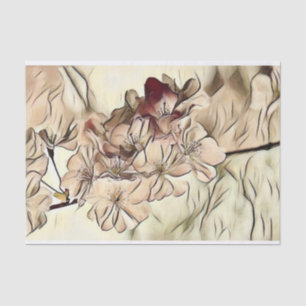 Vintage beige brown cherry blossoms tissue paper