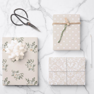 Vintage Beige Christmas Wrapping Paper