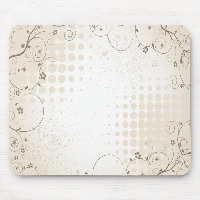 Vintage Beige Floral Mouse Mat (Front)