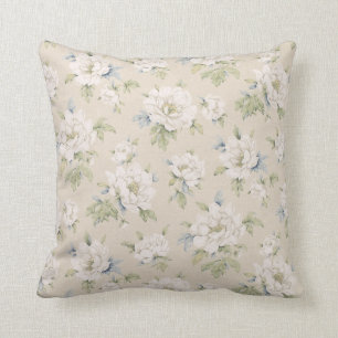 Vintage beige floral pillow