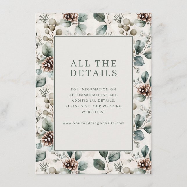 Vintage Beige Floral Pinecone Enclosure Card (Front)
