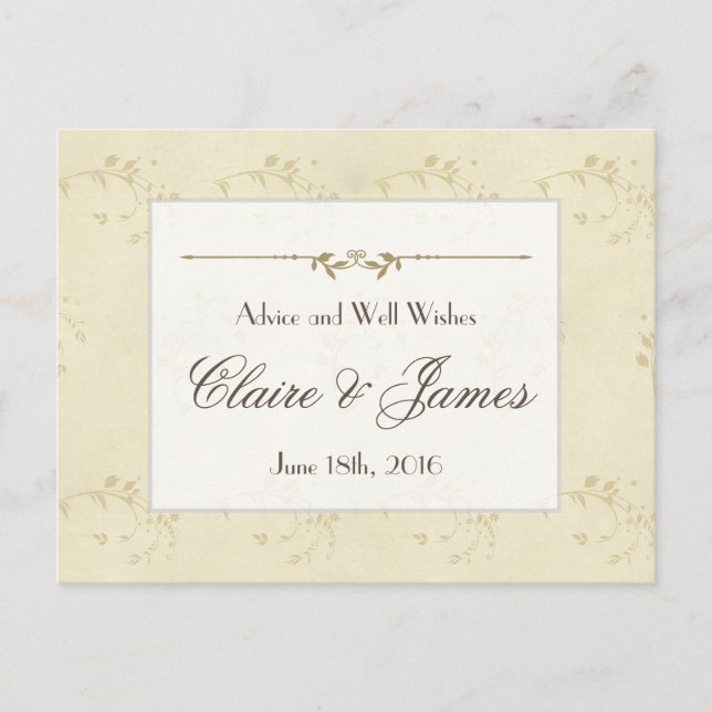 Vintage Beige Floral Wedding Advice (Front)