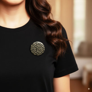 Vintage beige fossil trilobite ammonite pattern 6 cm round badge