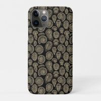 Vintage beige fossil trilobite ammonite pattern