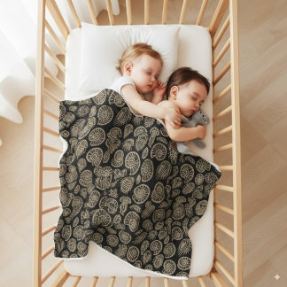 Vintage beige fossil trilobite ammonite pattern fleece blanket