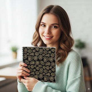 Vintage beige fossil trilobite ammonite pattern notebook
