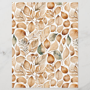 Vintage Beige & Green Leaves