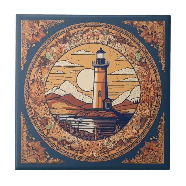 Vintage Beige Lighthouse Tile (Front)