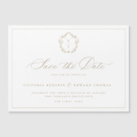Vintage Beige Monogram Crest Save The Date