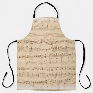 Vintage beige music notes apron