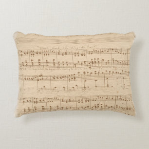 Vintage beige music notes decorative cushion