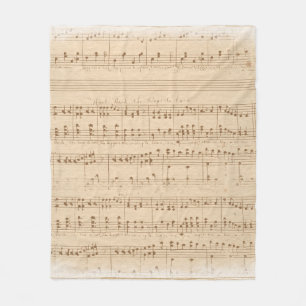 Vintage beige music notes fleece blanket