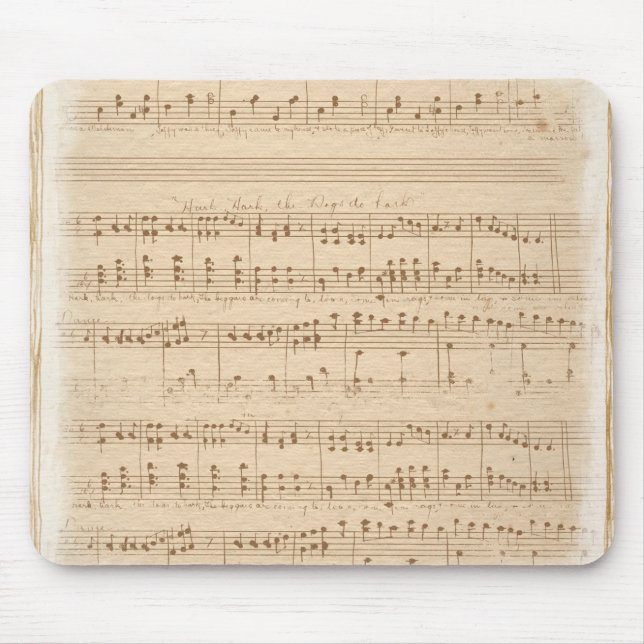 vintage beige music notes mouse mat (Front)