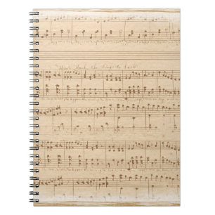 Vintage beige music notes notebook