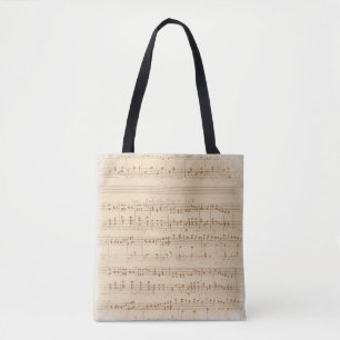 Vintage beige music notes tote bag