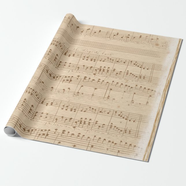 Vintage beige music notes wrapping paper (Unrolled)