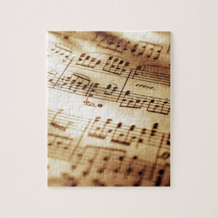 Vintage Beige Music Sheet Jigsaw Puzzle