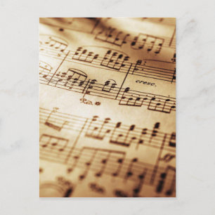 Vintage Beige Music Sheet Postcard
