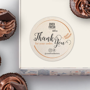 Vintage Beige Neutral Thank You Bakery Business Classic Round Sticker