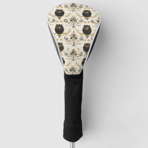 Vintage Beige Owl Nature Pattern Golf Head Cover