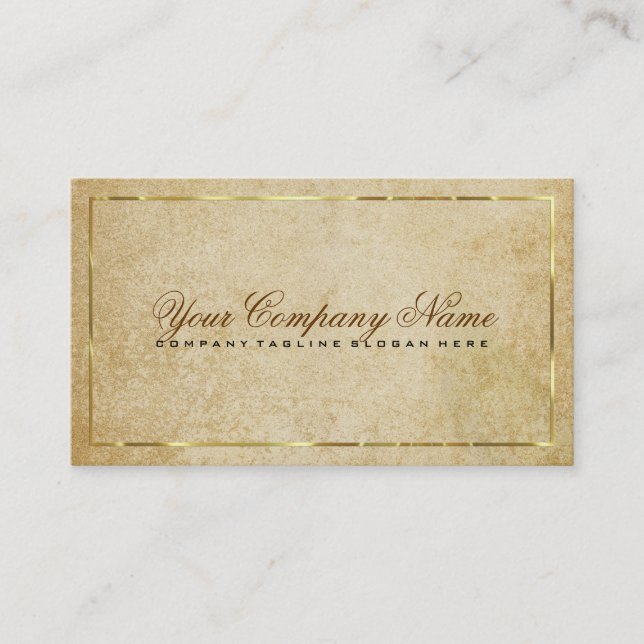 Vintage Beige Paper Background Gold Accents Business Card (Front)