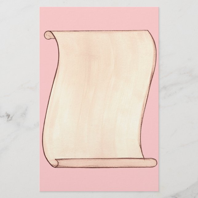 Vintage Beige Scroll on Pink Stationery (Front)