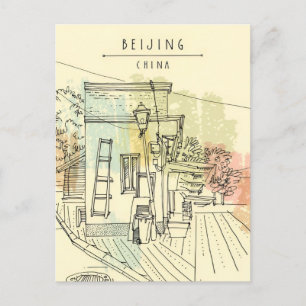Vintage beijing China Chinese Travel watercolor P Postcard