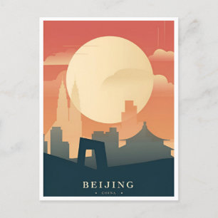  Vintage beijing China Chinese Travel watercolor Postcard