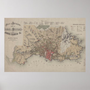 Vintage Beirut Lebanon Map (1876) Poster