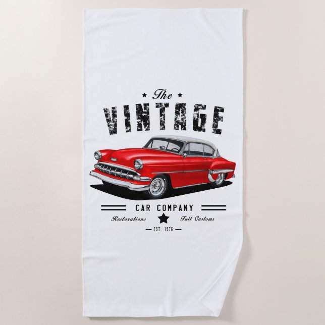 Vintage Bel Air Cars Beach Towel (Front)