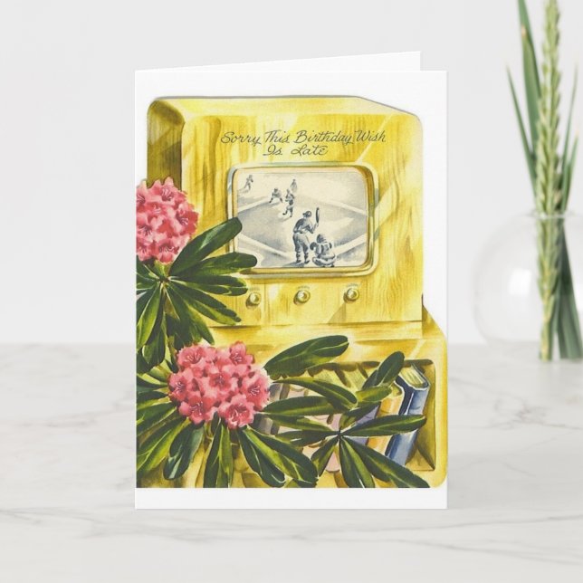 Vintage Belated Birthday Baseball Greeting Card (Front)